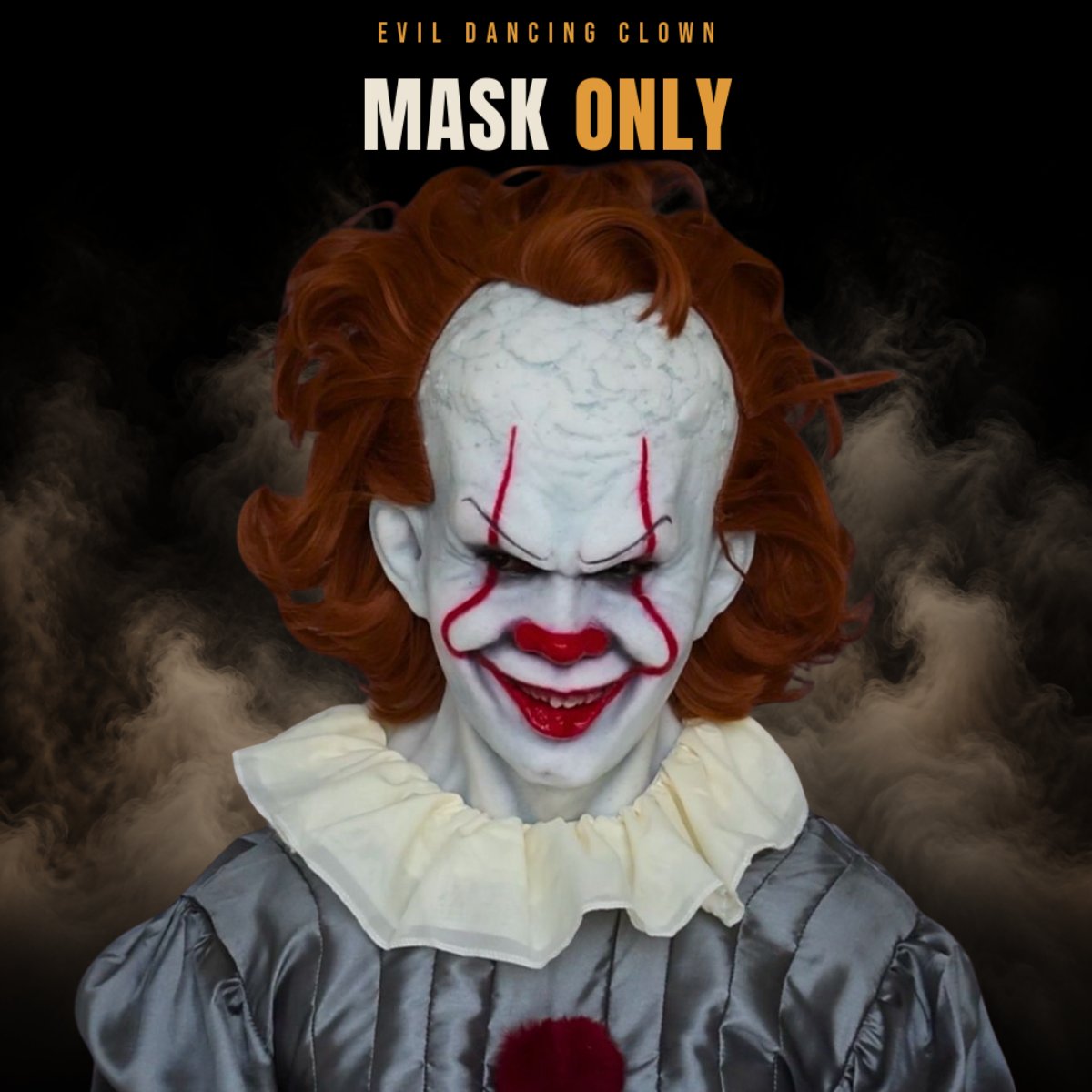 Evil clown mask sold on its own, without the costume or shoes