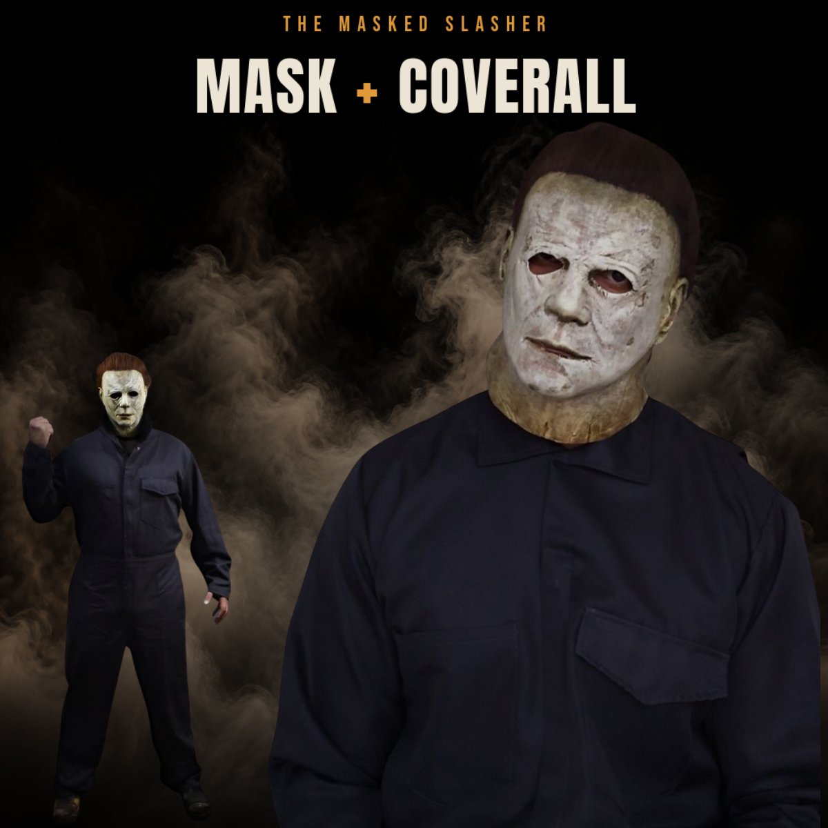 Slasher mask shown with the matching coverall